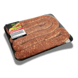 Uncle Joe's Cheese & Jalapeno Boerewors from Fleisherei – boerewors packed with cheese and spicy jalapeno for a bold, flavorful braai experience.