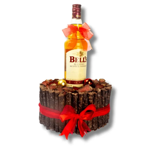 Dry Wors Cake with Whiskey Bottle Gift from Fleisherei