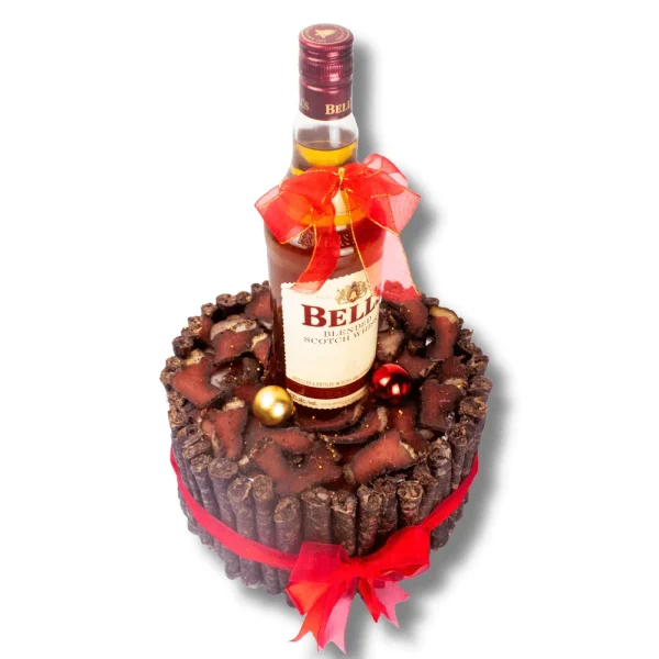 Dry Wors Cake with Whiskey Bottle Gift from Fleisherei